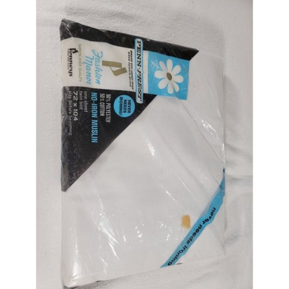 Penn-Prest No-Iron‎ Musln One Sheet Twin Bed White Pennys 72x104 NEW